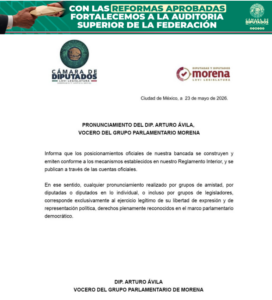 Morena aclara que posicionamientos oficiales de su bancada se emiten por canales institucionales