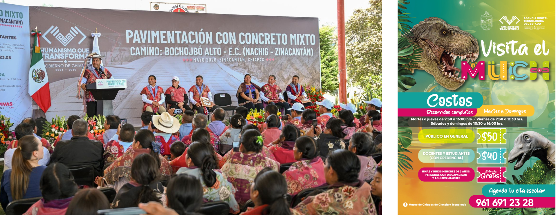 Eduardo Ramírez lleva infraestructura vial y educativa a comunidades de Zinacantán