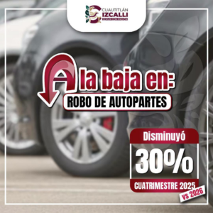 Cuautitlán Izcalli reduce 30% el robo de autopartes en 2026, reporta el SESNSP
